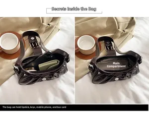Internal view of retro pleated bag showing main compartment capacity for daily items