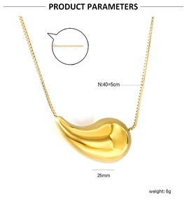 Detailed view of 25mm teardrop pendant with 40+5cm chain size parameters and specs