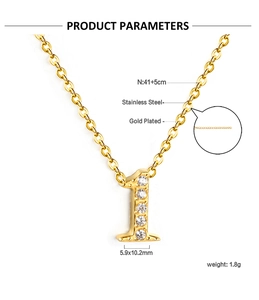Détails du collier pendentif chiffre 1 en acier inoxydable plaqué or 18 carats