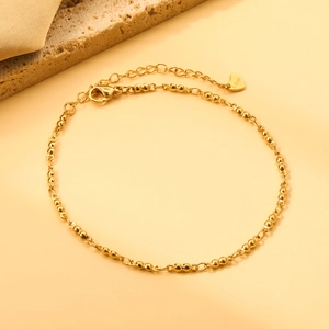 Bracelet De Cheville En Acier Inoxydable Plaqué Or Avec Pendentif Cœur Bijoux De Plage Élégants Pour Femmes