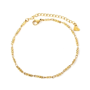 Chevillère minimaliste en acier inoxydable doré avec pendentif cœur et fermoir homard