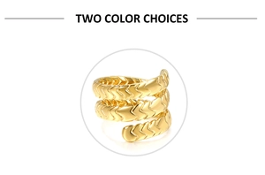 Detailed macro view of 18K gold spiral ring with geometric snake scale texture detail