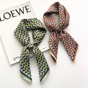 Geometric silk square scarves for women with minimalist pattern and elegant silk texture