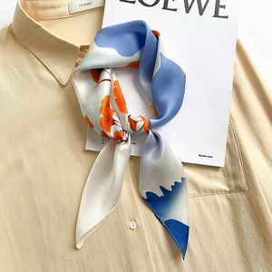 Mulberry Satin Square Scarf Women Ginkgo Leaf Printed Satin Small Neck Scarf Fashion Wrap Neckerchief Elegant Gift