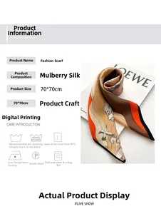Detail view of mulberry silk square scarf with crane and cloud digital print patterns
