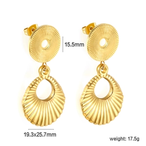 Minimalist 18k gold geometric irregular drop earrings with sunburst texture detail