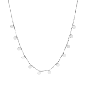 Minimalist silver stainless steel necklace with multiple circular sequin pendants