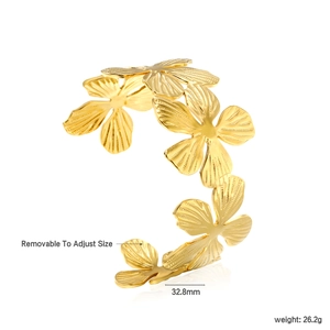 Bracelet joncs fleurs vintage plaqué or 18K avec maillons amovibles taille ajustable