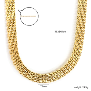 Collana a maglia piatta in acciaio inossidabile placcato oro 18K con larghezza 7,9mm