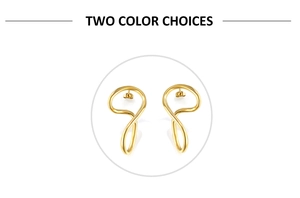 Detailed view of irregular twisted gold stud earrings with a polished abstract design