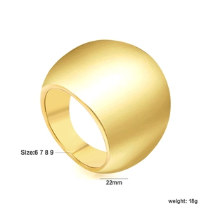 Bague classique en acier inoxydable plaqué or 18 carats large bombée taille 6-9