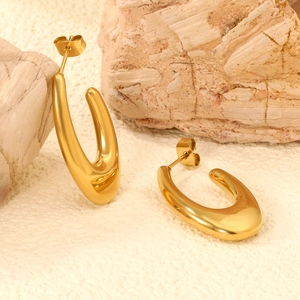 Boucles D'Oreilles En Forme De U En Acier Inoxydable Plaqué Or Minimaliste Poli Miroir Bijoux Pour Femmes
