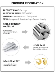 Infografik für vergoldete Edelstahl-Ohrringe mit Material- und Qualitätsmerkmalen