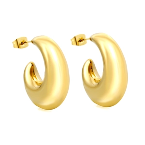 Moderne klobige goldene Tropfenohrringe mit polierter Oberfläche und Schmetterlingsverschluss