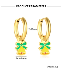 Detailansicht der Glockenohrringe mit 2x10mm Reifen und 7x10,5mm Emaille-Anhänger Maßen