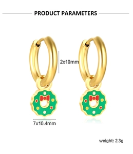 Dimensions détaillées des boucles d'oreilles couronne de Noël avec poids et taille