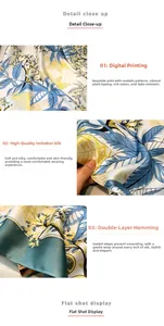 Detail of floral silk scarf featuring digital printing and double-layer edge stitching