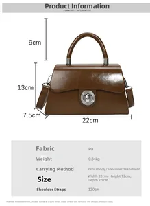 Tableau des tailles détaillé pour le sac vintage en cuir PU avec les dimensions