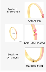 Detailed view of gold plated butterfly bracelet dimensions 57.6x49.5mm with pink enamel