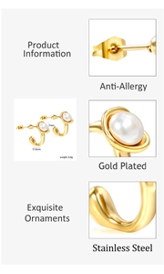 Détail d'une perle de 7mm sur créole en acier inoxydable plaqué or 17,8mm anti-allergie