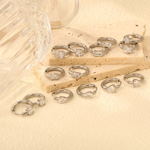 Orecchini A Cerchio In Acciaio Inossidabile Geometrici Zircone Cuore Stella Goccia Impermeabile Gioielli Di Moda Per Donne