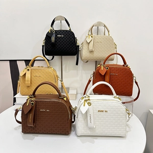 Minimalist woven texture handbags in six colors with gold hardware and shoulder straps