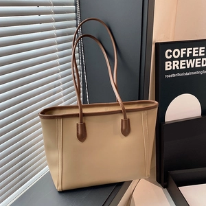 Minimalist Women PU Leather Tote Bag Large Capacity Solid Color Shoulder Underarm Handbag For Commuting Office Daily Carrying