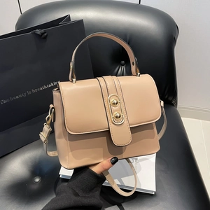 Womens PU Leather Crossbody Bag Small Square Handbag With Gold Metal Buckle Flap Adjustable Shoulder Strap Elegant Trendy