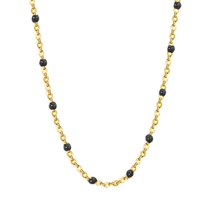 Dopamine style colorful beaded gold chain necklace with minimalist black oil drip accents