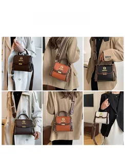 Détails de sacs en cuir texturé avec logo M et larges bandoulières en quatre couleurs