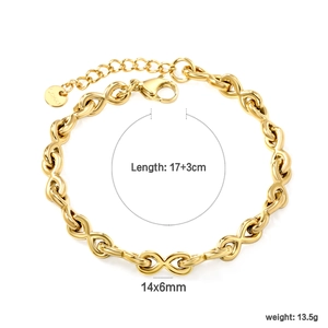Λεπτομέρεια από επιχρυσωμένη αλυσίδα infinity 18k από ανοξείδωτο ατσάλι με κούμπωμα καβούρι