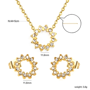 Goldschmuck-Set mit Halskette und Ohrringen mit Sonnenstrahl-Design und Zirkonia