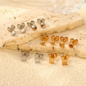 Boucles D'Oreilles Géométriques Acier Inoxydable Cœur Cercle Carré Poli Miroir Anti Allergie Mode Minimaliste Pour Femmes