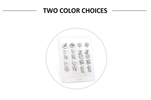 Détails du lot de boucles d'oreilles en acier inoxydable 316L avec motifs lune et cœur