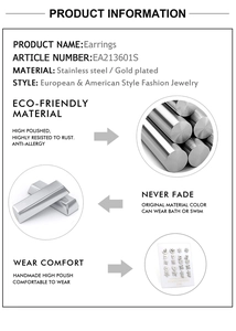 Détails de boucles d'oreilles assorties en acier inoxydable doré aux formes géométriques