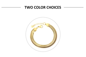 Detail of 18K gold stainless steel flat mesh bracelet with lobster clasp and tag