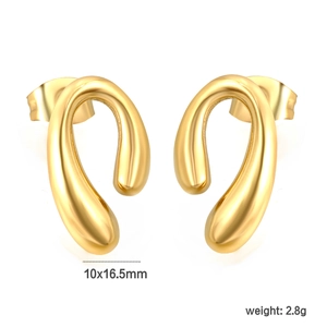 Boucles d'oreilles gouttes dorées en acier inoxydable poli, design minimaliste, 10x16,5mm