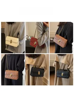 Detailed grid showing quilted chain bags in ivory, wine, caramel, and black colors
