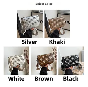 Selection of PU leather crossbody bags with stud decoration and ethnic style wide straps
