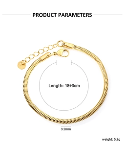 Detaillierte Ansicht der Maße und des Gewichts des 3,2mm goldenen Schlangenarmbands