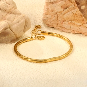 Minimalistisches 18K vergoldetes Schlangenkettenarmband aus Edelstahl mit Karabiner
