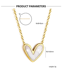 Tabella dettagliata delle taglie della collana con cuore d'oro e catena da 40+5 cm