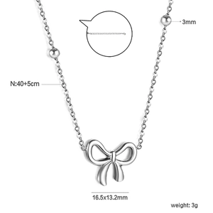 Collana con ciondolo a fiocco argento con catena regolabile 40+5cm e sfere decorative