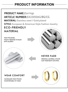 Spécifications détaillées des boucles d'oreilles en acier inoxydable plaqué or 18 carats