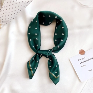 Dark green mulberry silk square scarf with sailboat pattern and white fabric background
