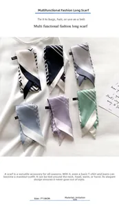 Detail of 7x130CM skinny scarves in six colors featuring geometric striped patterns