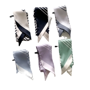Set of 6 narrow striped skinny scarves in multiple colors for hair or bag handles