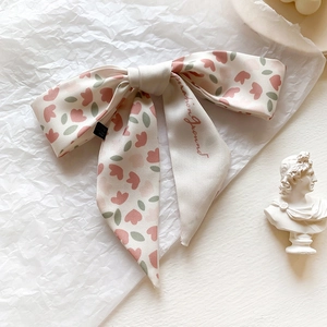 Floral print hair scarf with Inspiration text on vintage paper and plaster bust