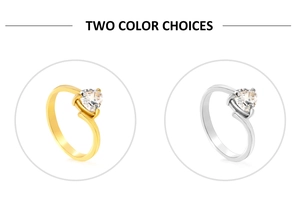 Détails de bagues zircon en forme de cœur avec anneaux épurés en finitions or et argent