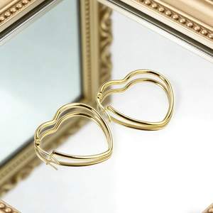 Heart Hoop Earrings Stainless Steel Gold Plated Minimalist Geometric Fashion Jewelry For Women Anti-Allergic